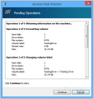 Showing the panel with pending operations in Acronis Disk Director